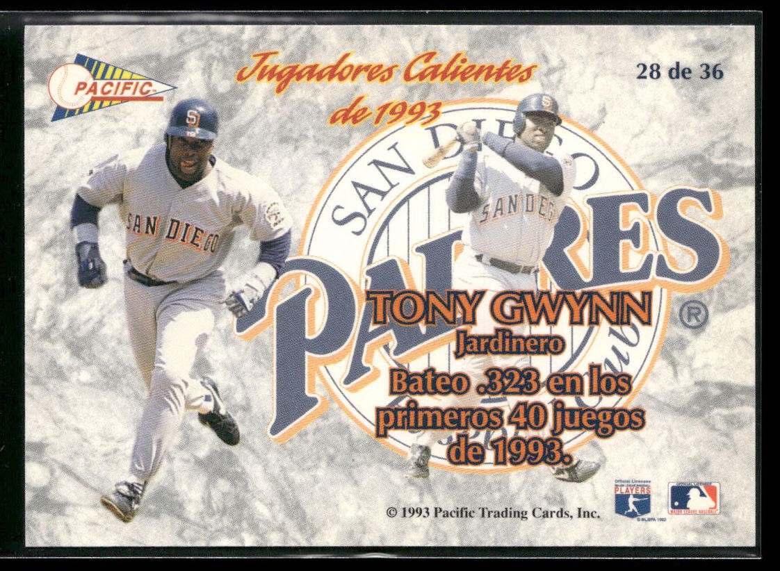 1993 Pacific Spanish #28 Tony Gwynn Jugadores Calientes