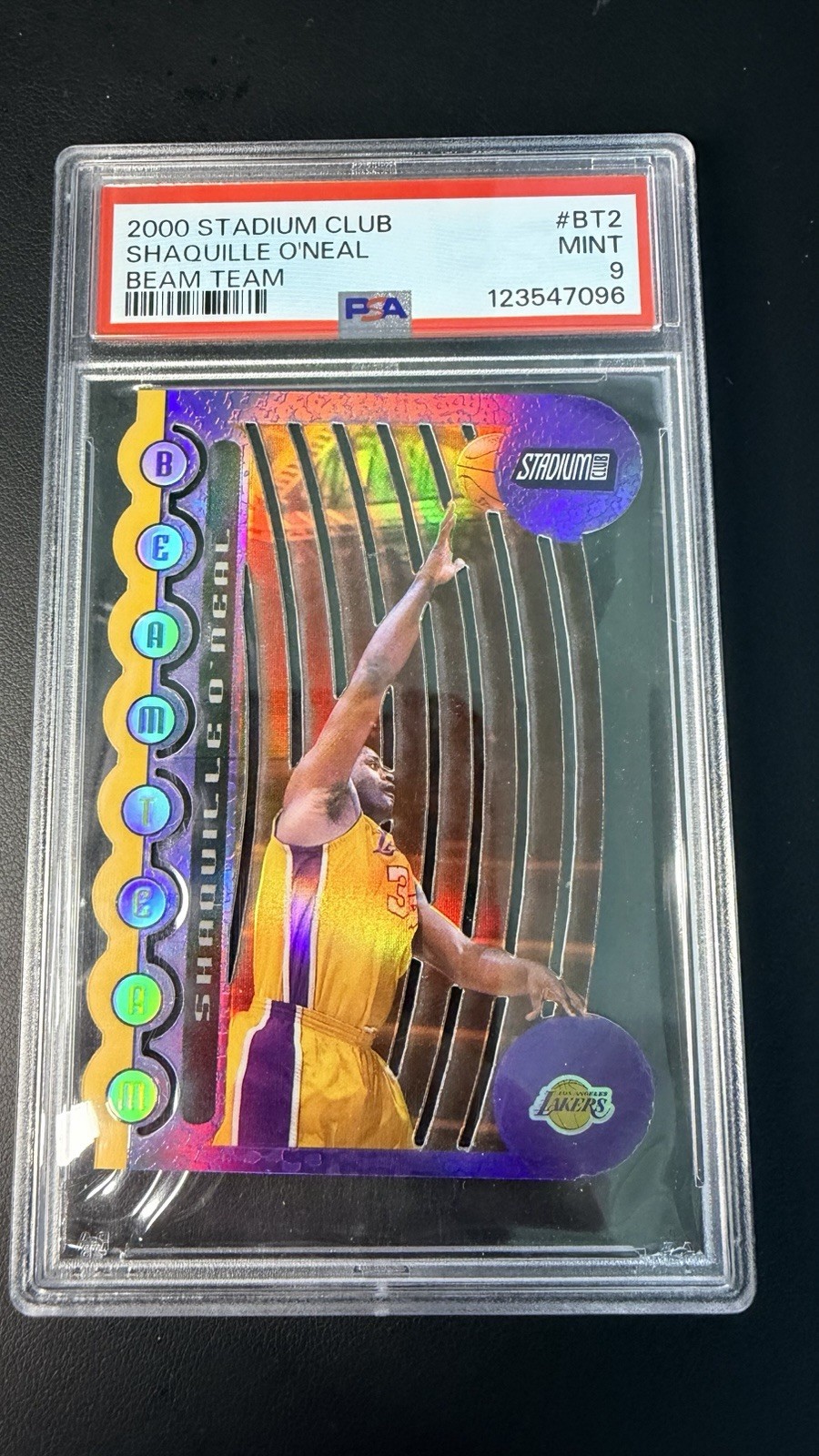 2000 Stadium Club SHAQUILLE O’NEAL BEAM TEAM DIE-CUT LAKERS BT2 /500 SSP PSA 9