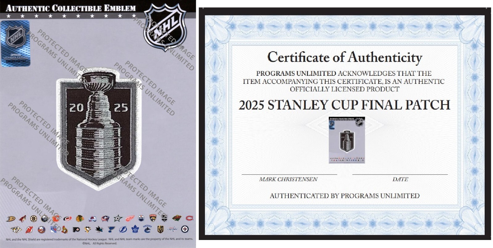 2025 NHL STANLEY CUP FINAL PLAYER TEAM JERSEY PATCH W/ COA PUCK STYLE SHIPS 4/28