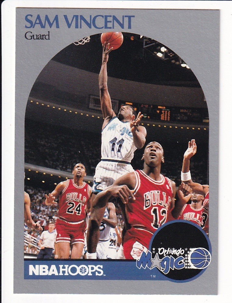 1990-91 NBA Hoops #223A Sam Vincent Error (Shows Michael Jordan Wearing #12)