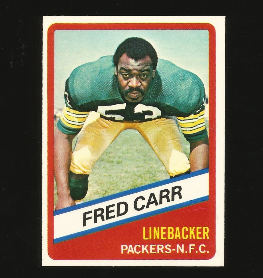 1976 Wonder Bread Football Card Number 19 Fred Carr Green Bay Packers #19