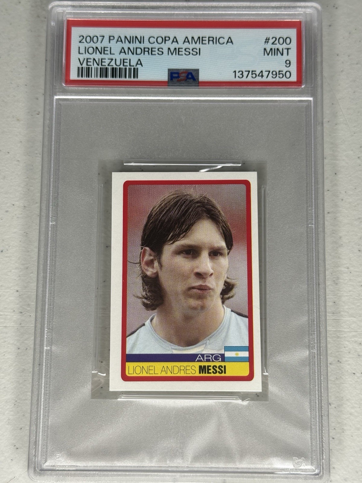 2007 Panini Copa America Lionel Messi PSA 9 #200 Argentina GOAT Sticker