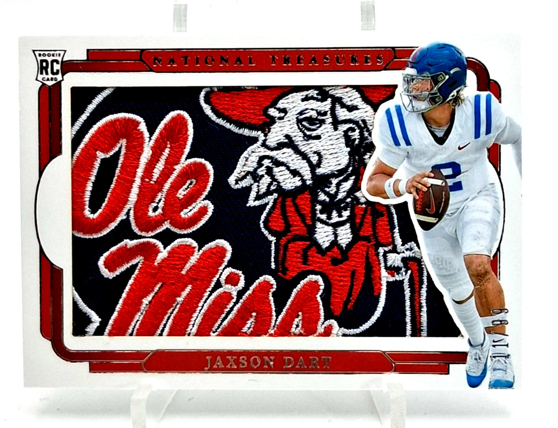 2025 Jaxson Dart Rookie National Treasures Jumbo Ole Miss Patch Giants **
