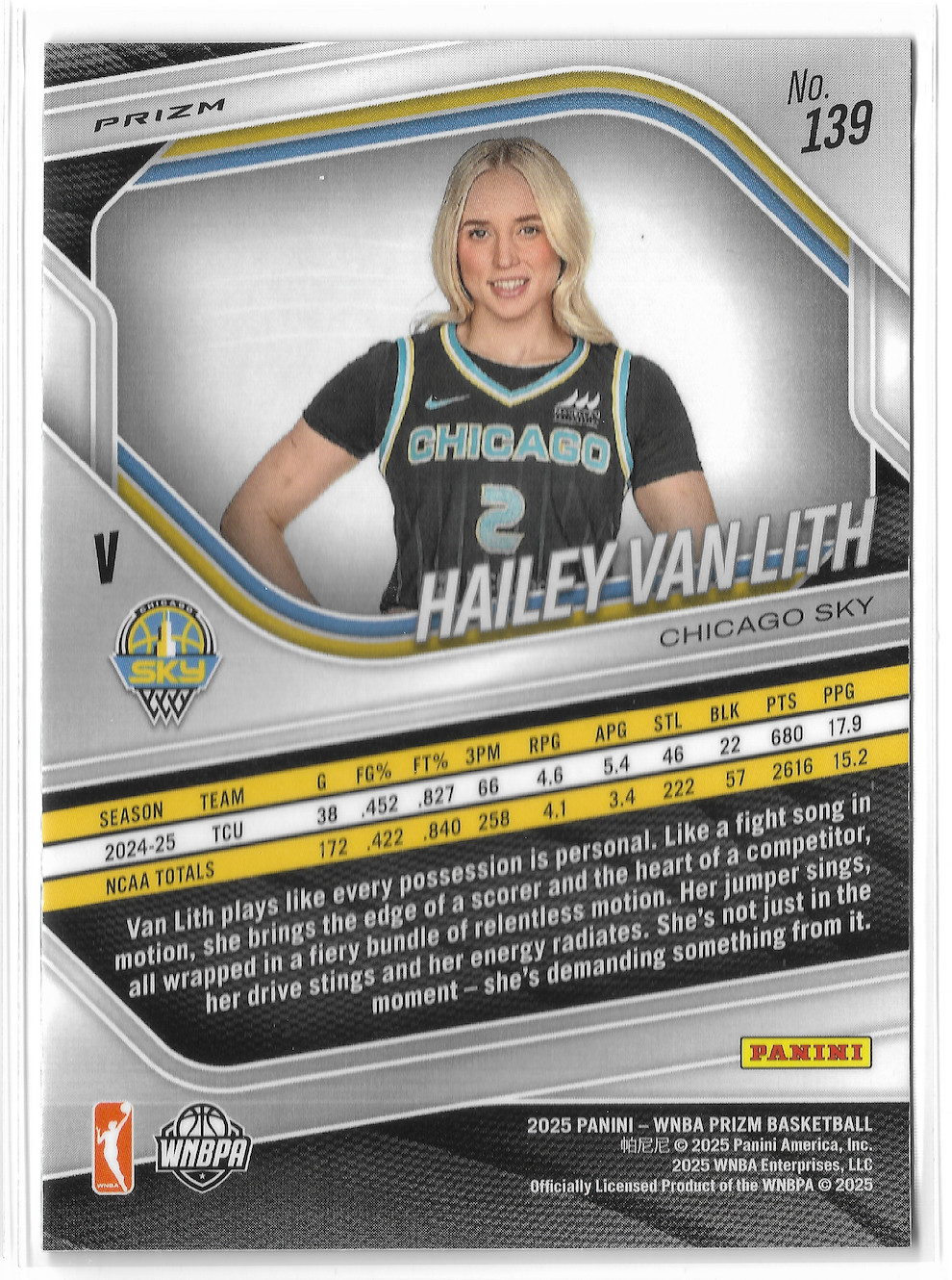 2025 Prizm WNBA White Seismic Variation #139 Hailey Van Lith RC Chicago Sky TCU