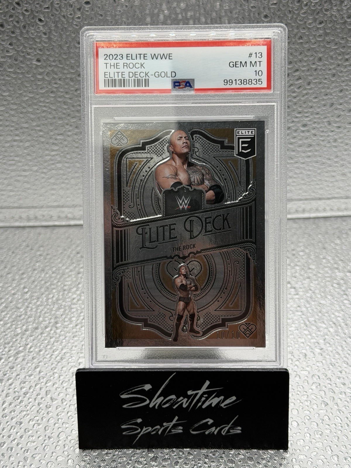 2023 PANINI DONRUSS ELITE WWE ELITE DECK 13 THE ROCK GOLD #10/10 PSA 10 POP 1