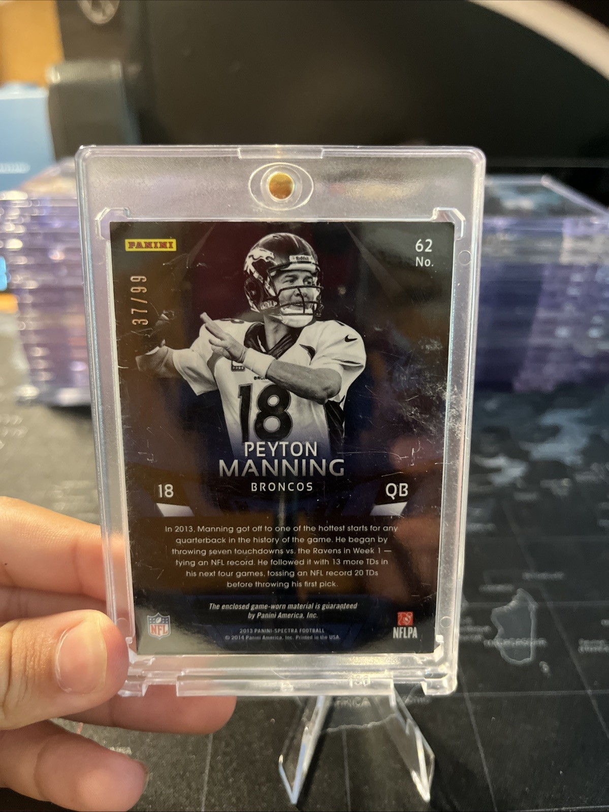 2013 Panini Spectra Peyton Manning Game Worn Patch /99