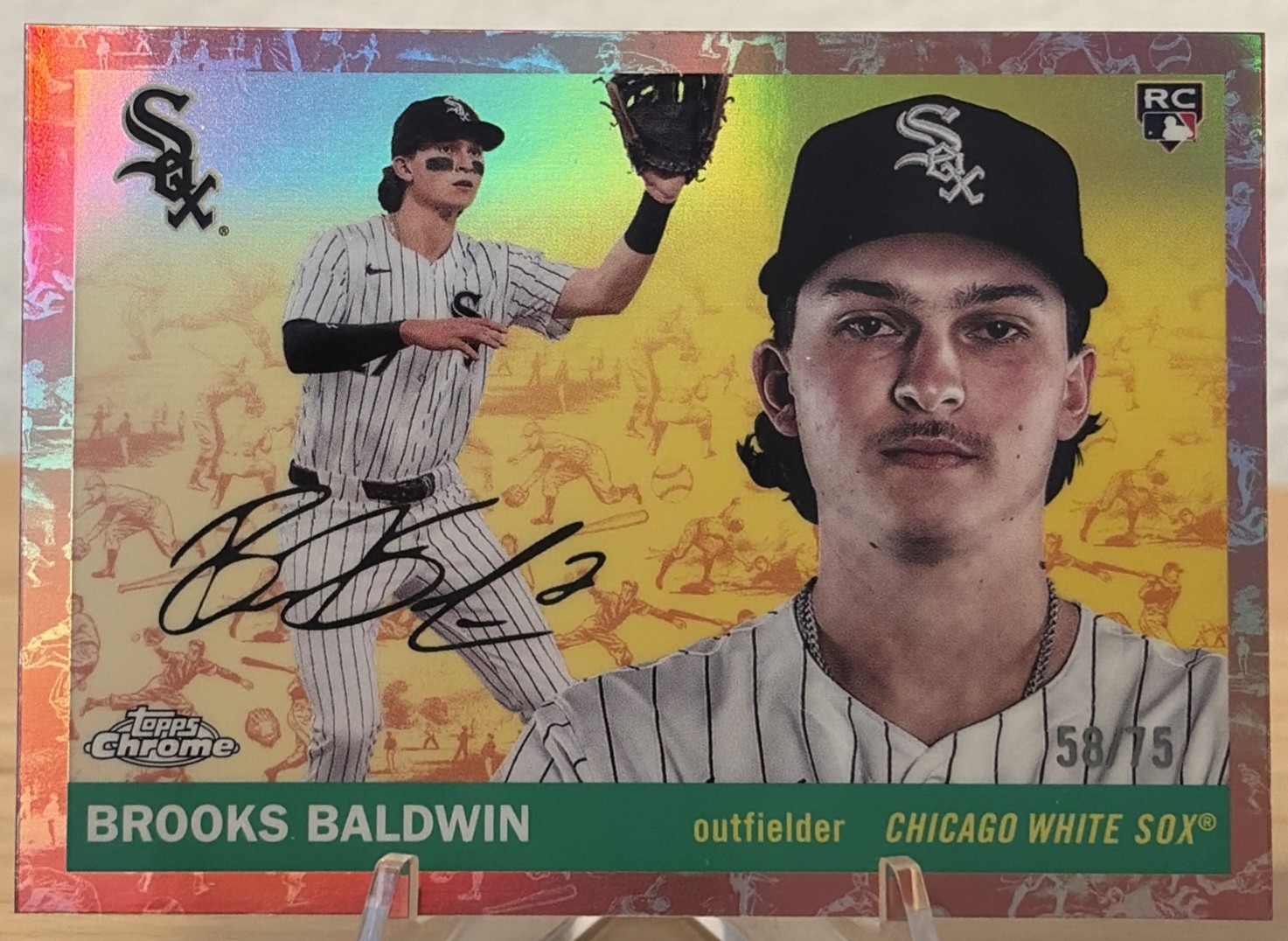 2025 Topps Chrome Platinum Brooks Baldwin Rose Gold Toile 58/75 RC White Sox