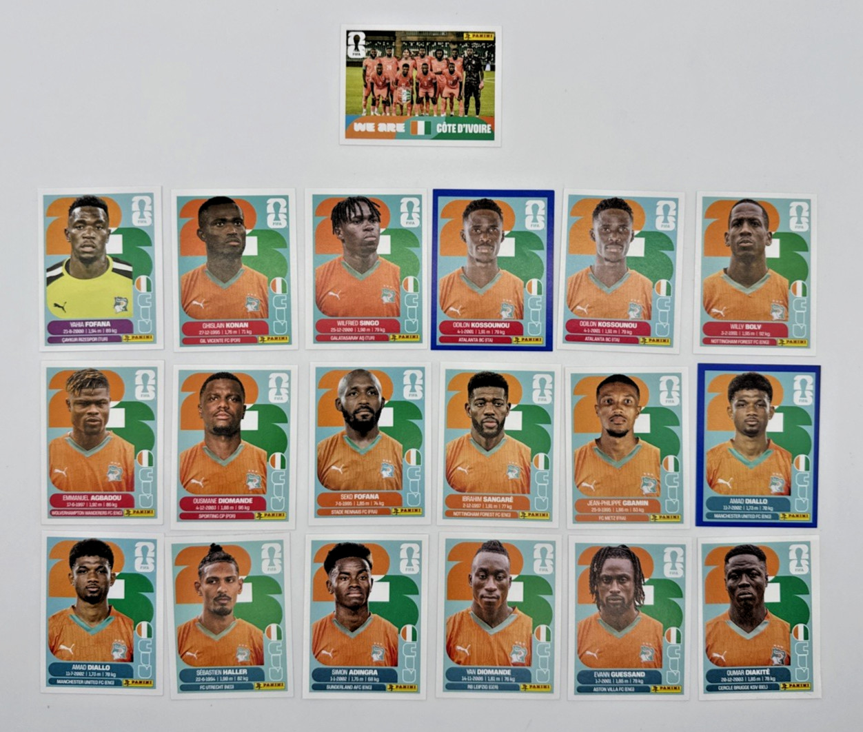 2026 100% Authentic Panini World Cup Ivory Coast Stickers Pick Team Logo Players