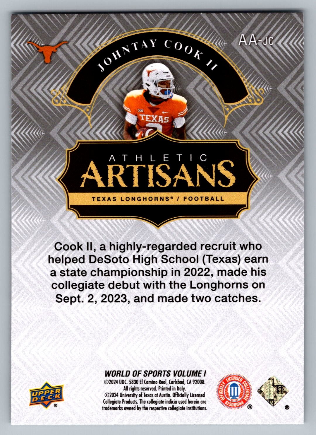 Johntay Cook II 2025 Upper Deck Volume 1 #AA-JC Athletic Artisans