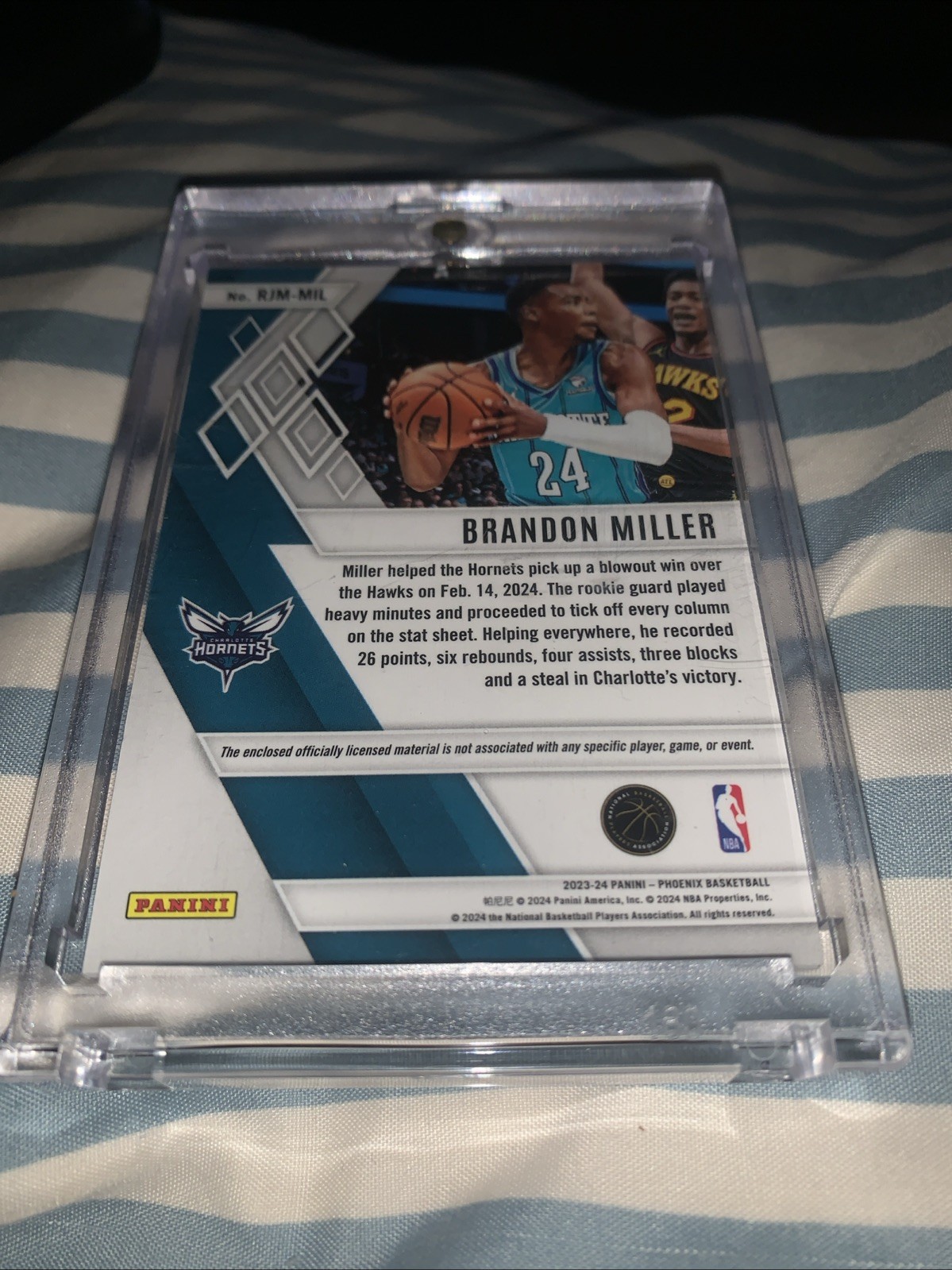2023-24 Panini Phoenix – Rookie Jumbo Memorabilia Brandon Miller #RJM-MIL RC