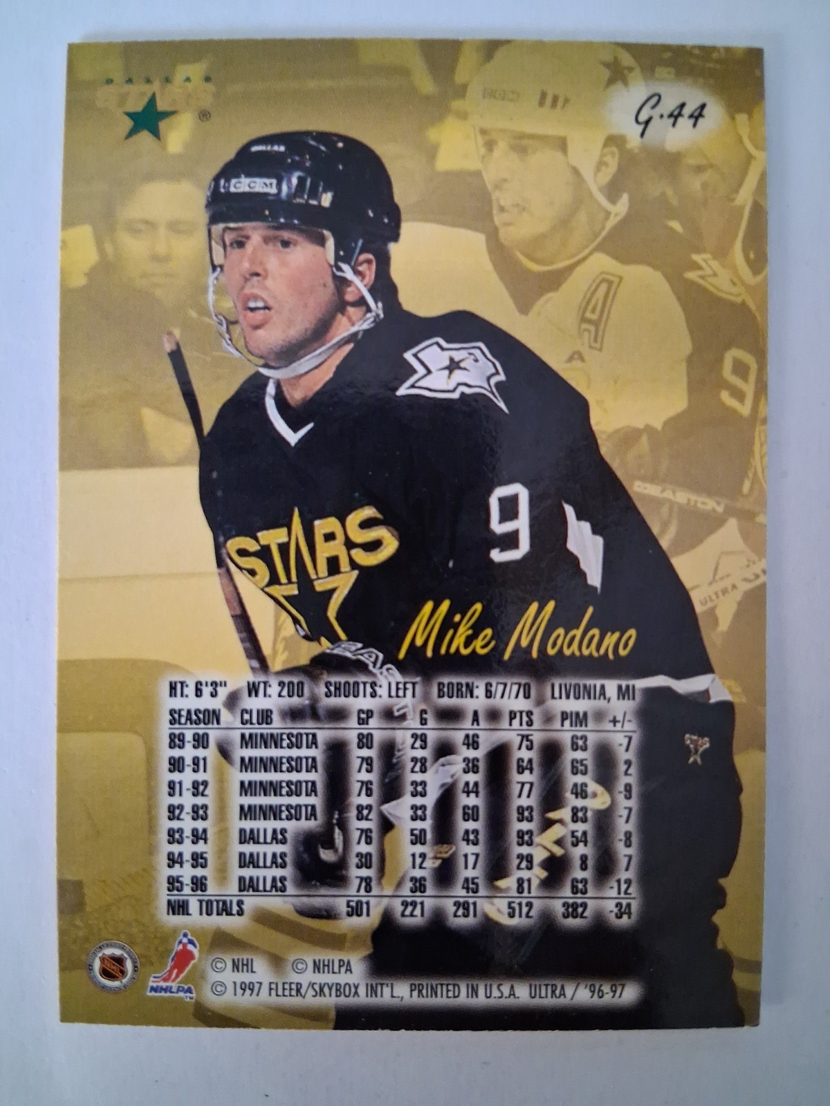 1996-97 Fleer Ultra – Mike Modano #G-44 Gold Medallion
