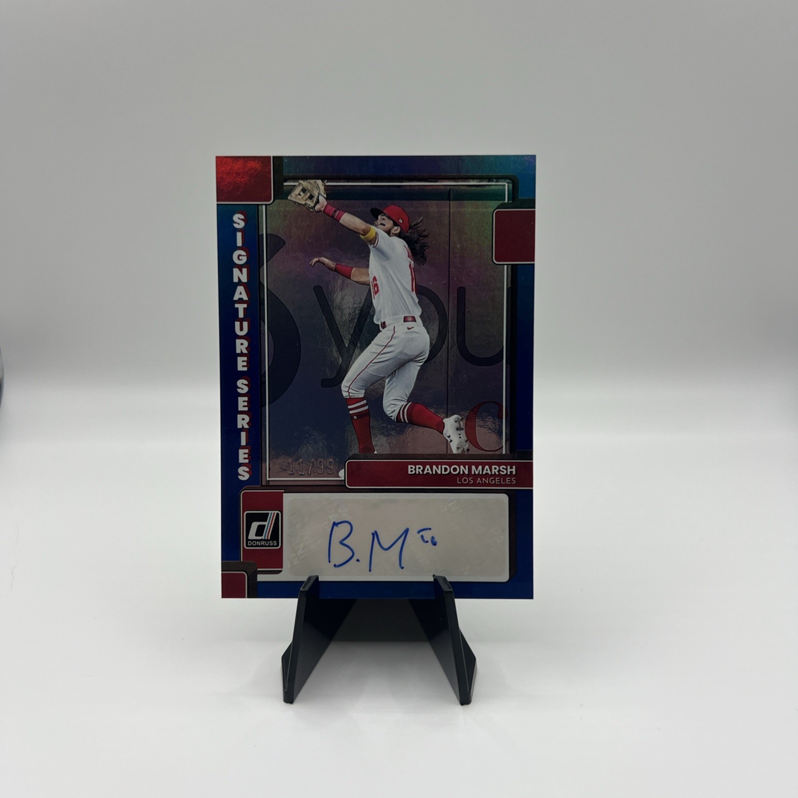 2022 Panini Donruss Signature Series Blue #SS-BM Brandon Marsh /99 Phillies