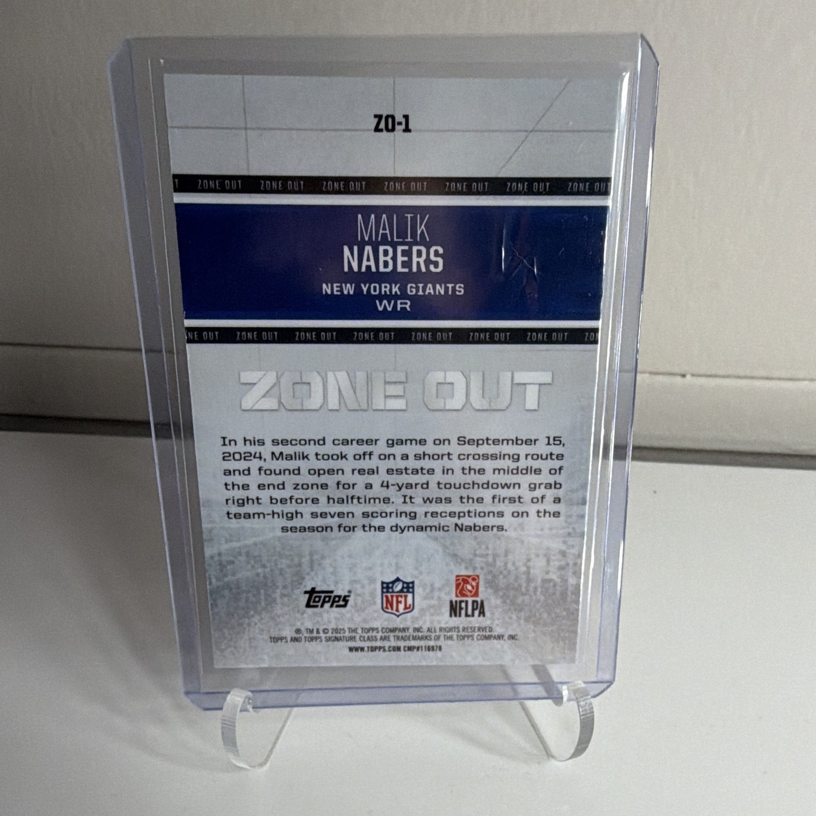 Topps Signature Class 2025-26 Malik Nabers – Giants Zone Out ZO-1 1475 YARDS