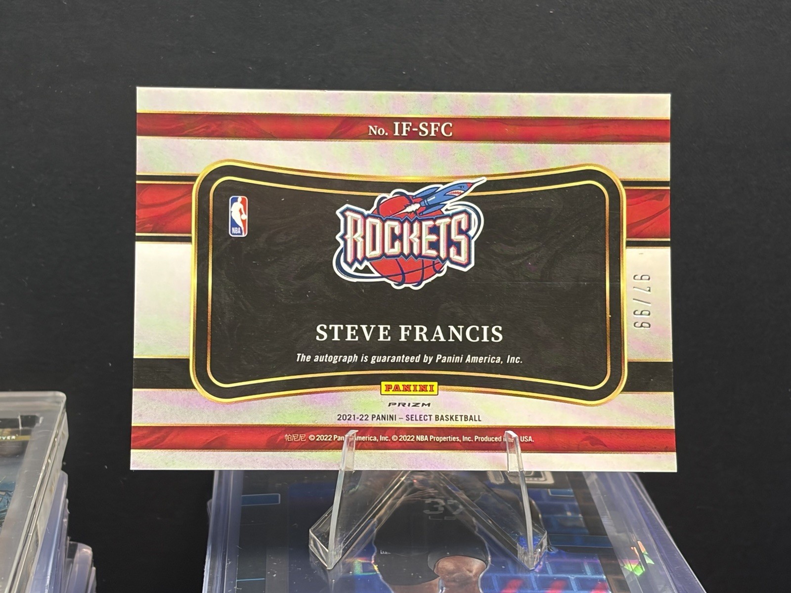 2021-22 Panini Select in Flight Signatures Steve Francis Green /99 HOU #IF-SFC