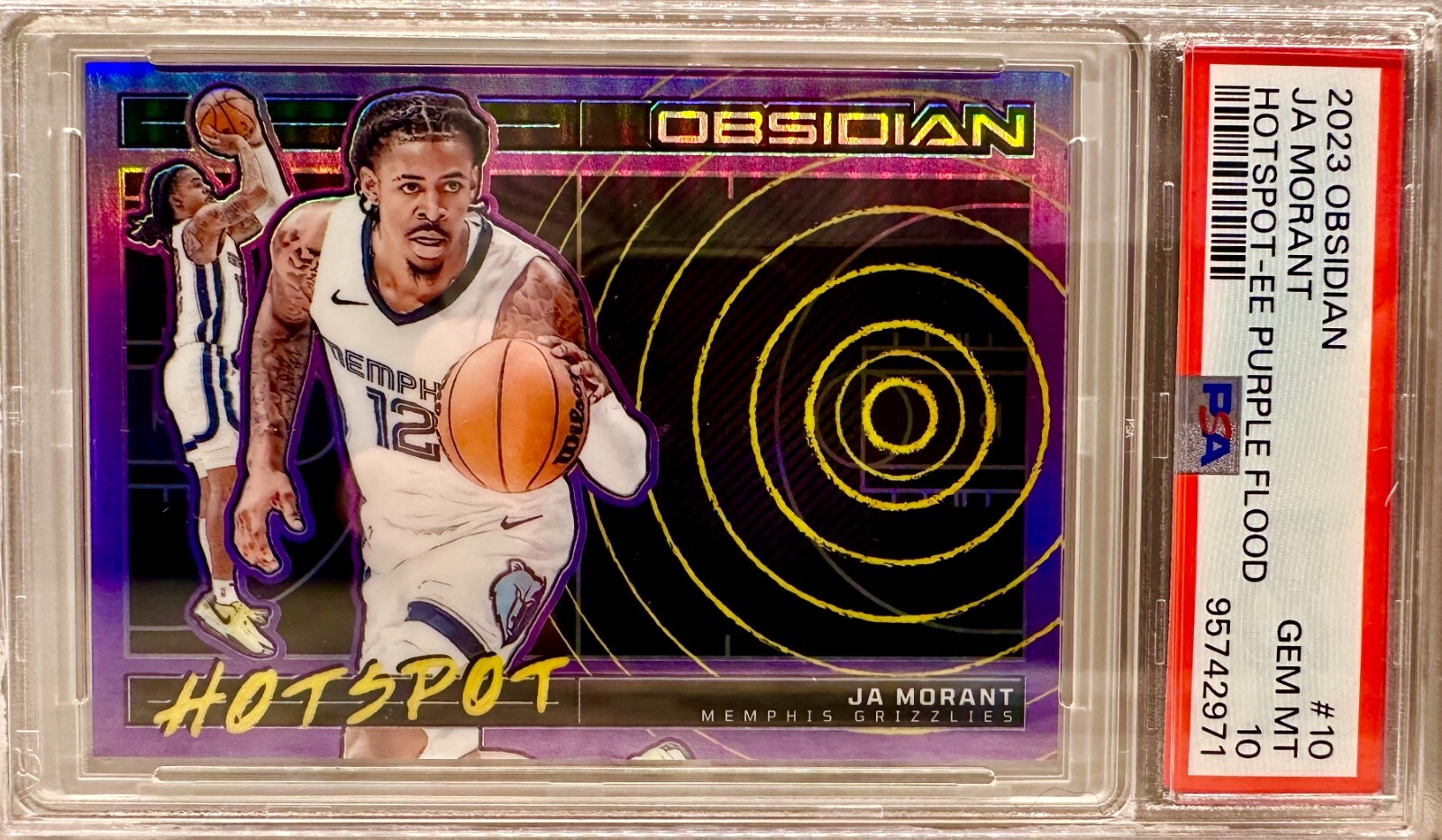 JERSEY NUMBER MATCH! 2023-24 Panini Obsidian Ja Morant Hotspot 12/49! PSA 10!