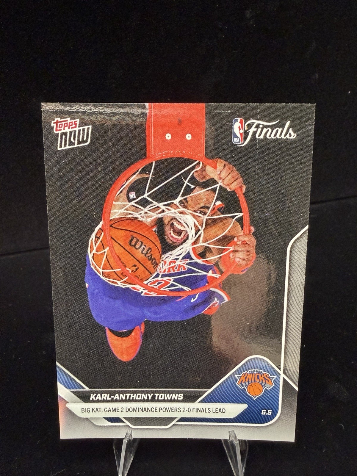 Karl-Anthony Towns 2025-26 NBA Topps NOW #332 Knicks Finals Dunk