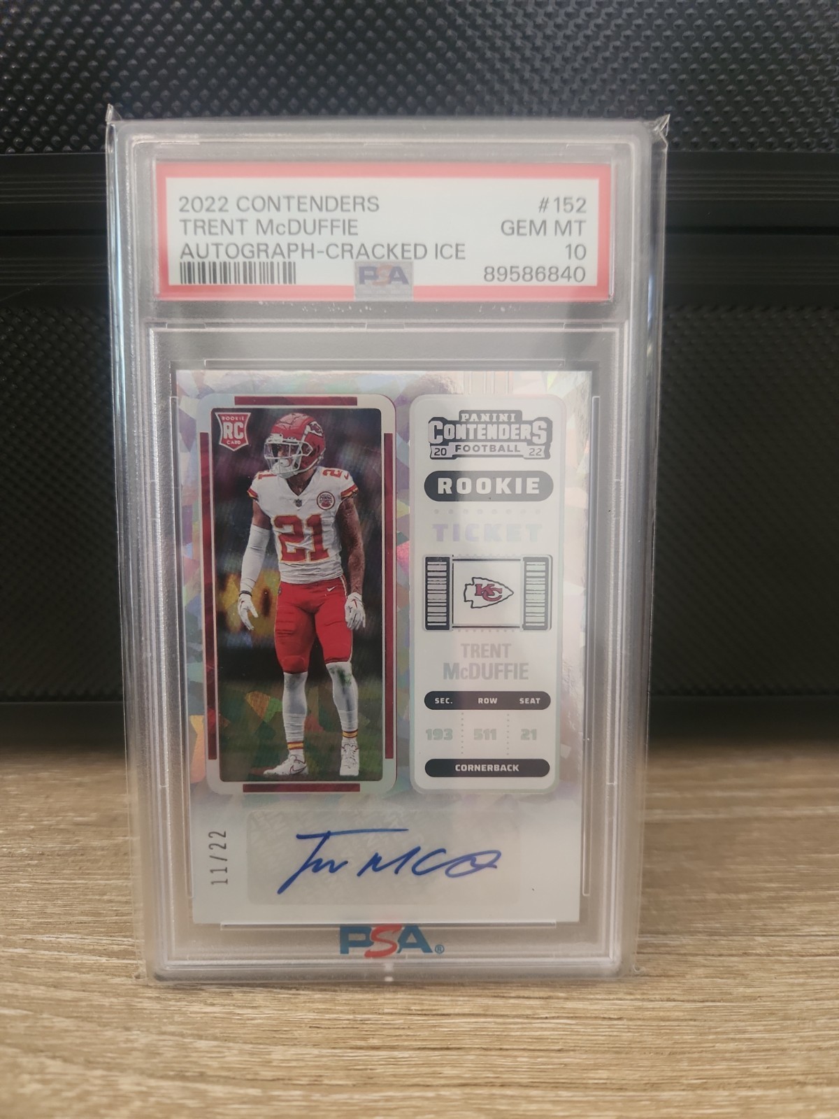 2022 Panini Contenders Trent McDuffie Auto Cracked Ice 11 /22 PSA 10