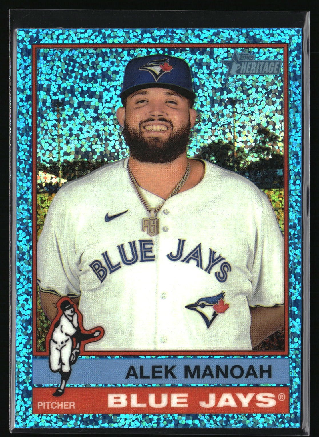 2025 Topps Heritage #486 Alek Manoah Chrome Light Blue Sparkle Refractor