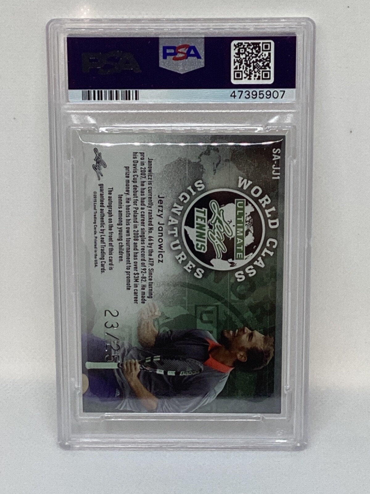 2015 Leaf Ultimate World Class Silver Auto /25 Jerzy Janowicz PSA 8