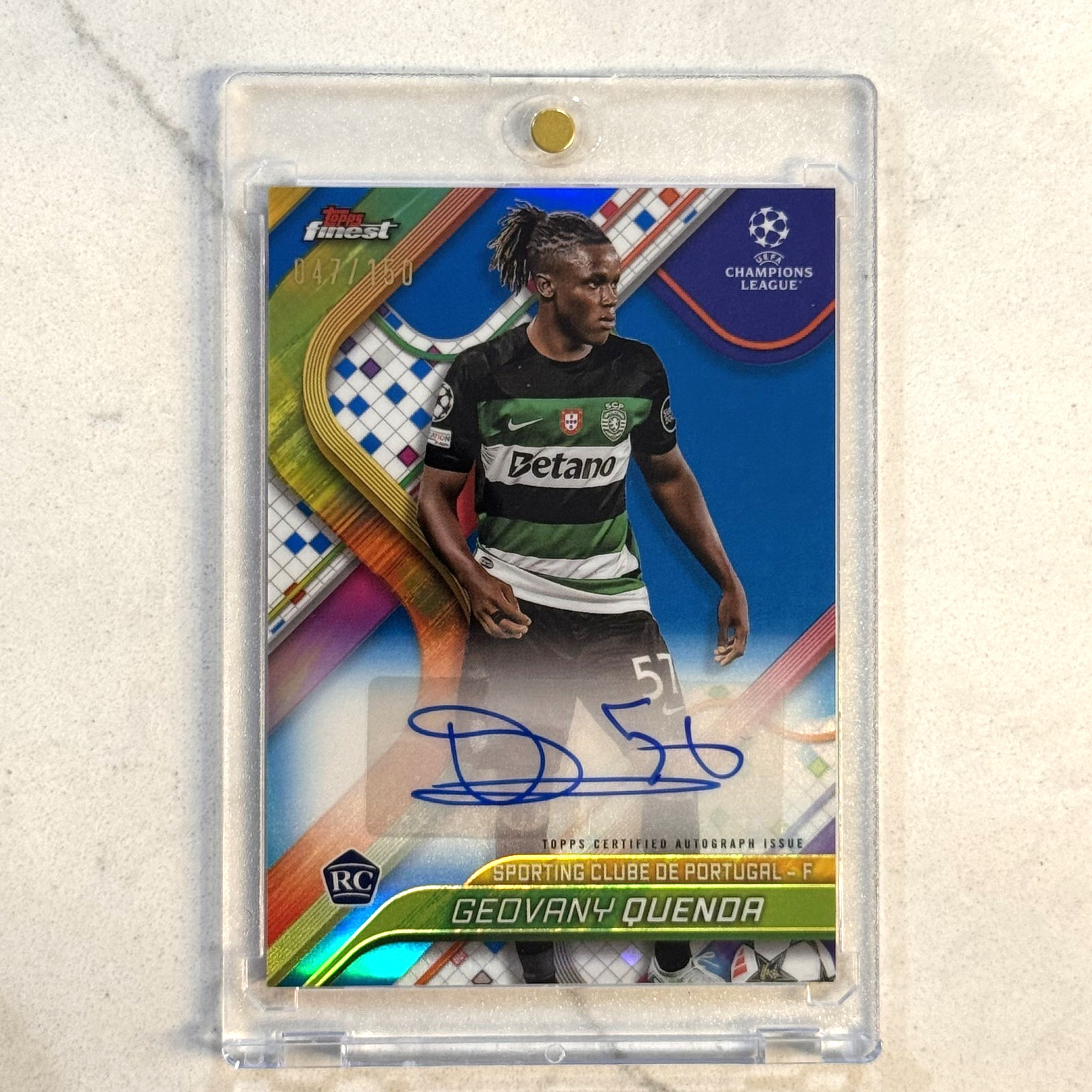 2024-25 Topps Finest GEOVANY QUENDA Blue Refractor Rookie Auto /150 Rc #BR-GQ