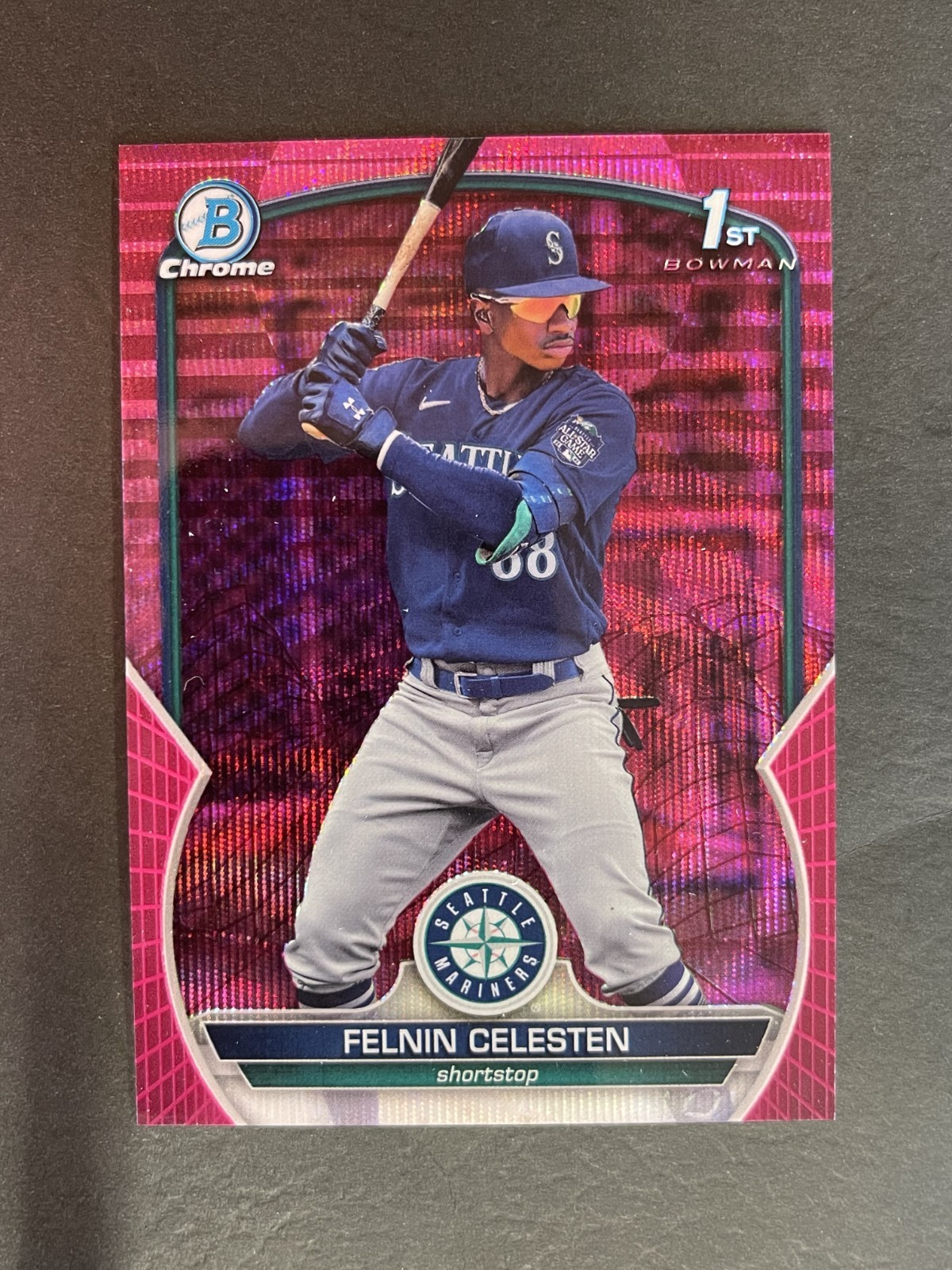 2023 Bowman Chrome 1st Felnin Celesten Fuchsia Vapor Wave Refractor /199