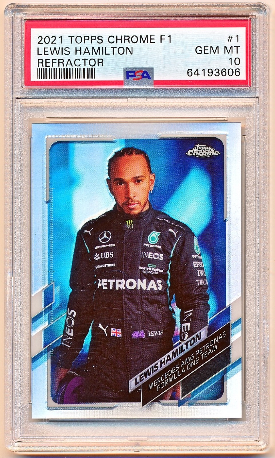 2021 Topps Chrome F1 Lewis Hamilton Refractor #1 PSA 10 – POP 300