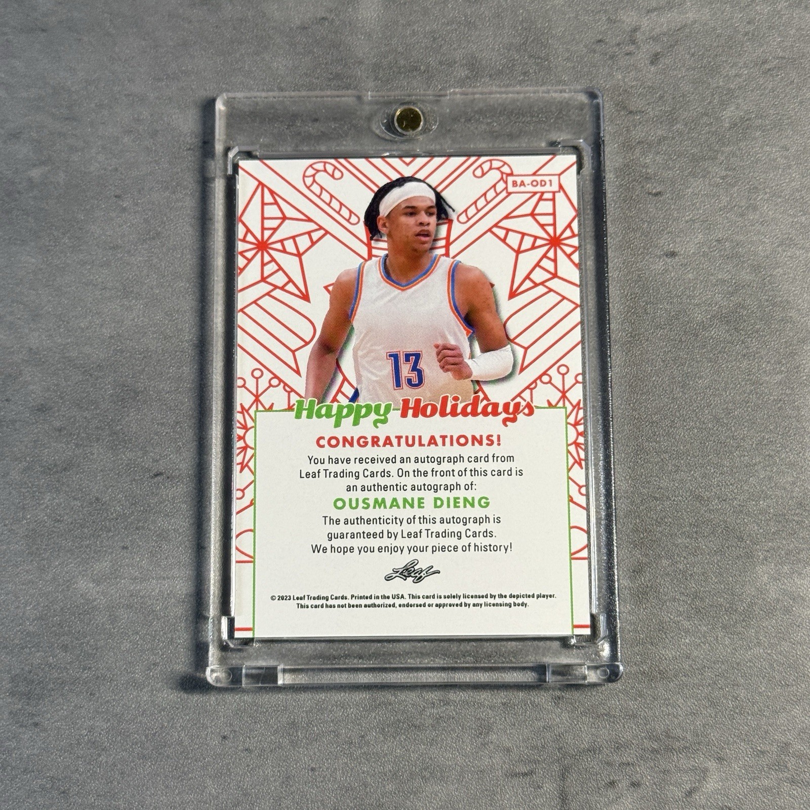 Ousmane Dieng 2023 Leaf Holiday Pack Happy Holidays Auto Oklahoma City Thunder