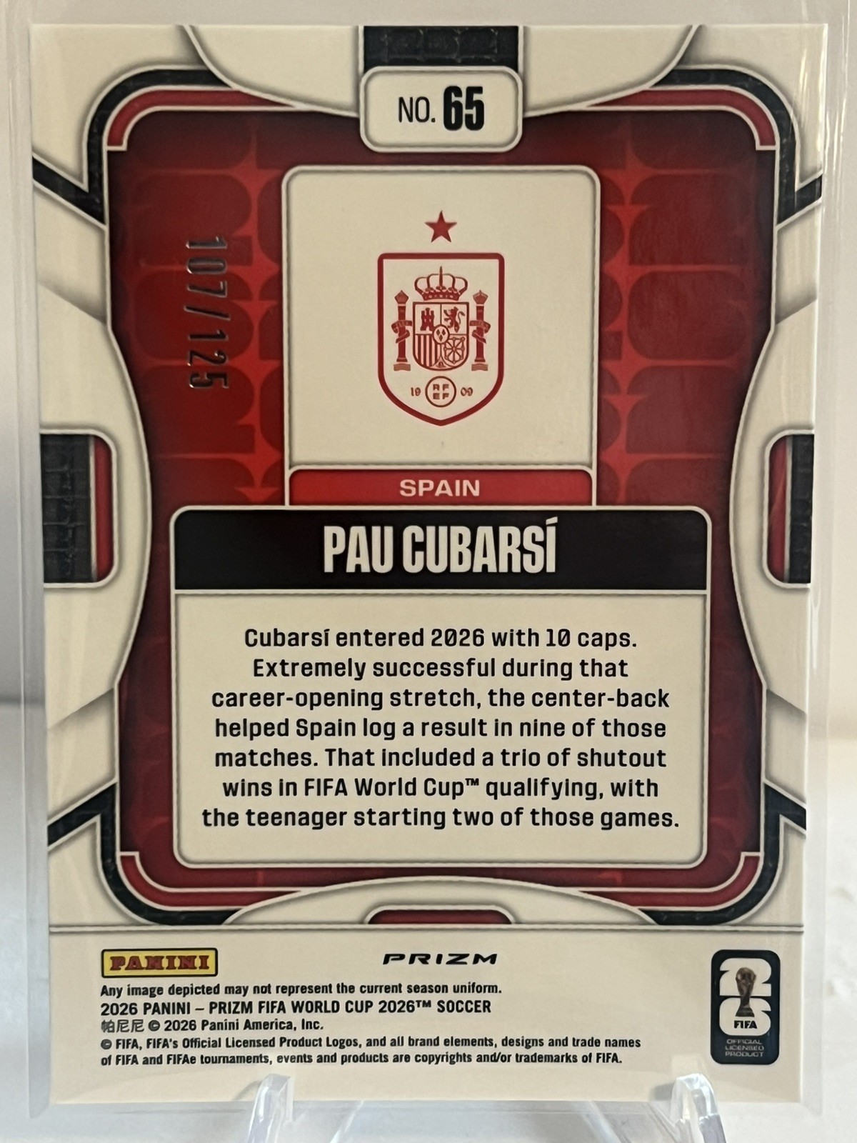 Pau Cubarsí – Orange Wave /125 – Prizm FIFA World Cup 2026 – Spain