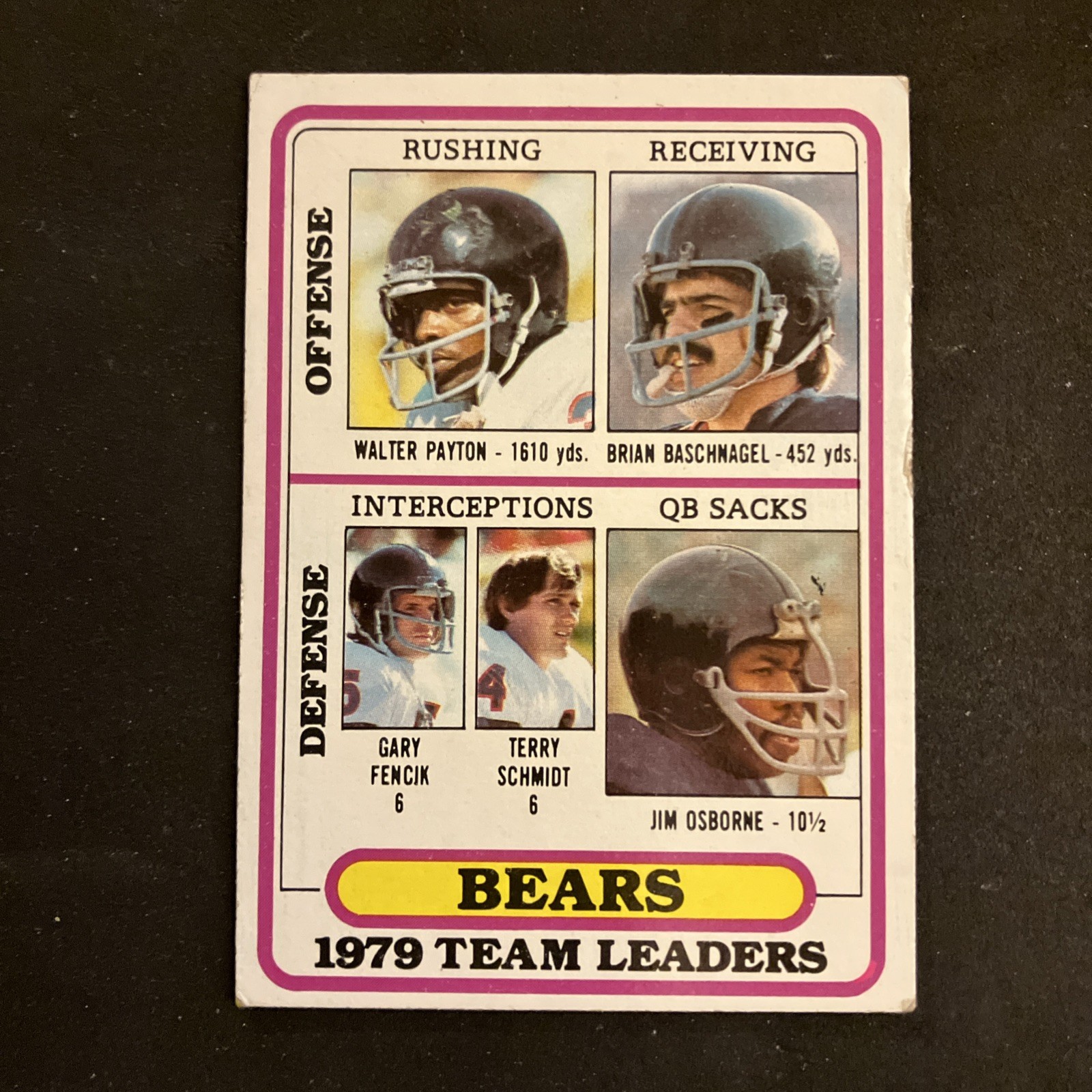 1980 Topps – Bears 1979 Team Leaders Checklist Walter Payton #226 – marked