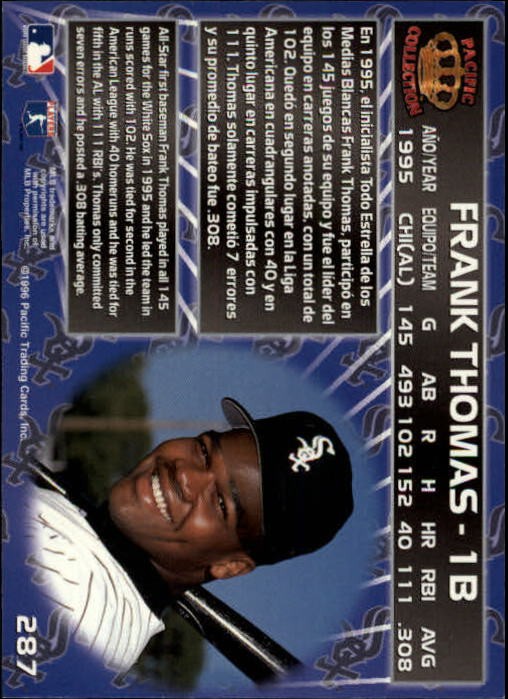 1996 Pacific #287 Frank Thomas – BB