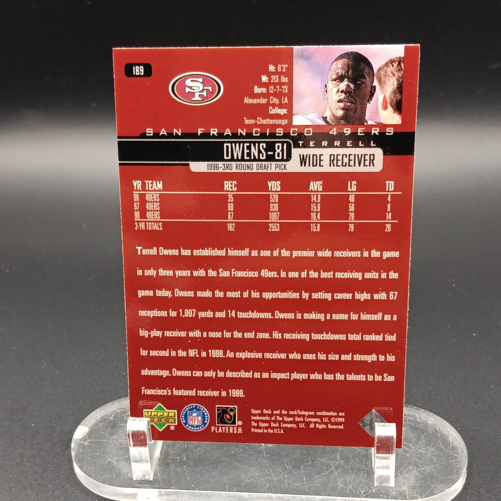 Terrell Owens 49ers #AW9 All the Way Own the Game Refractor/ Base #189