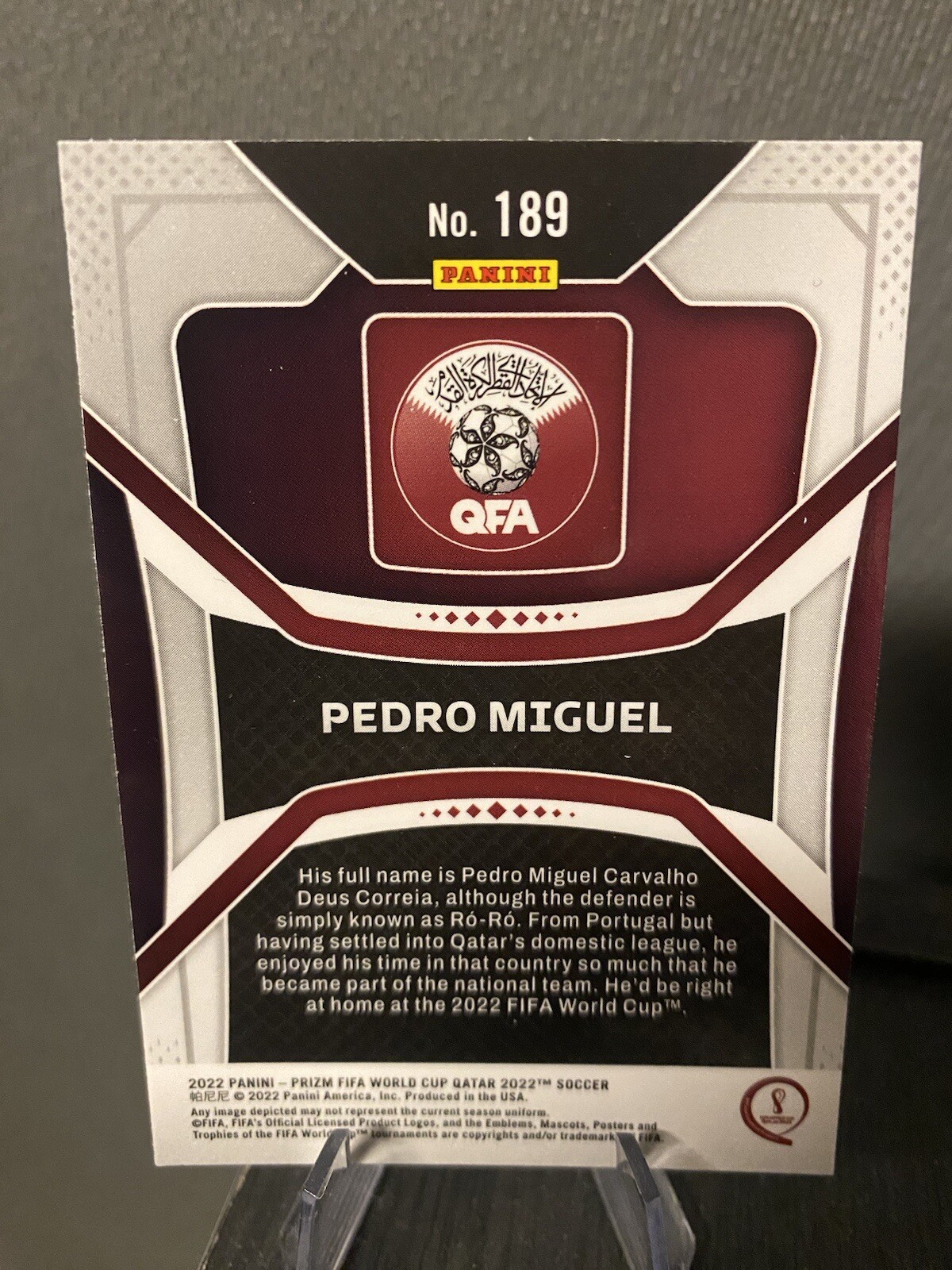 2022 Panini Prizm World Cup Qatar Pedro Miguel #189