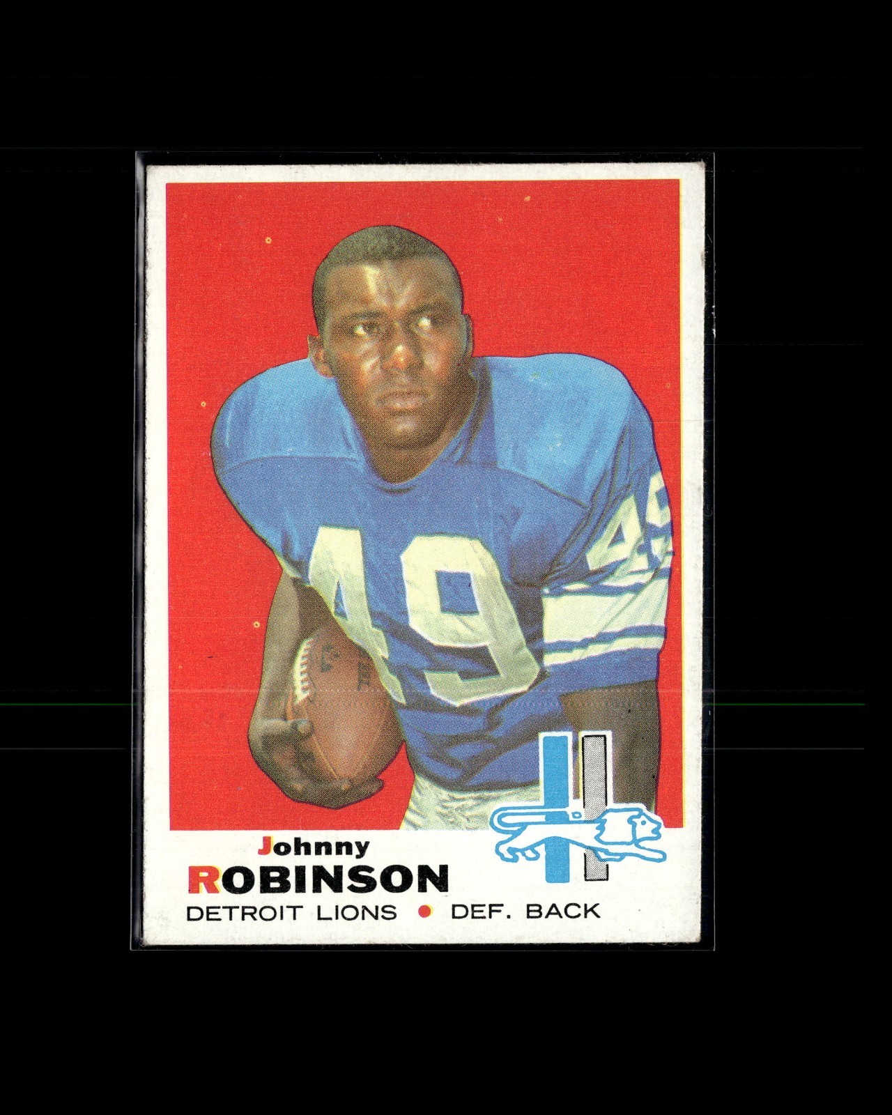 Johnny Robinson 1969 Topps Vintage Football Card #145 Detroit Lions E7