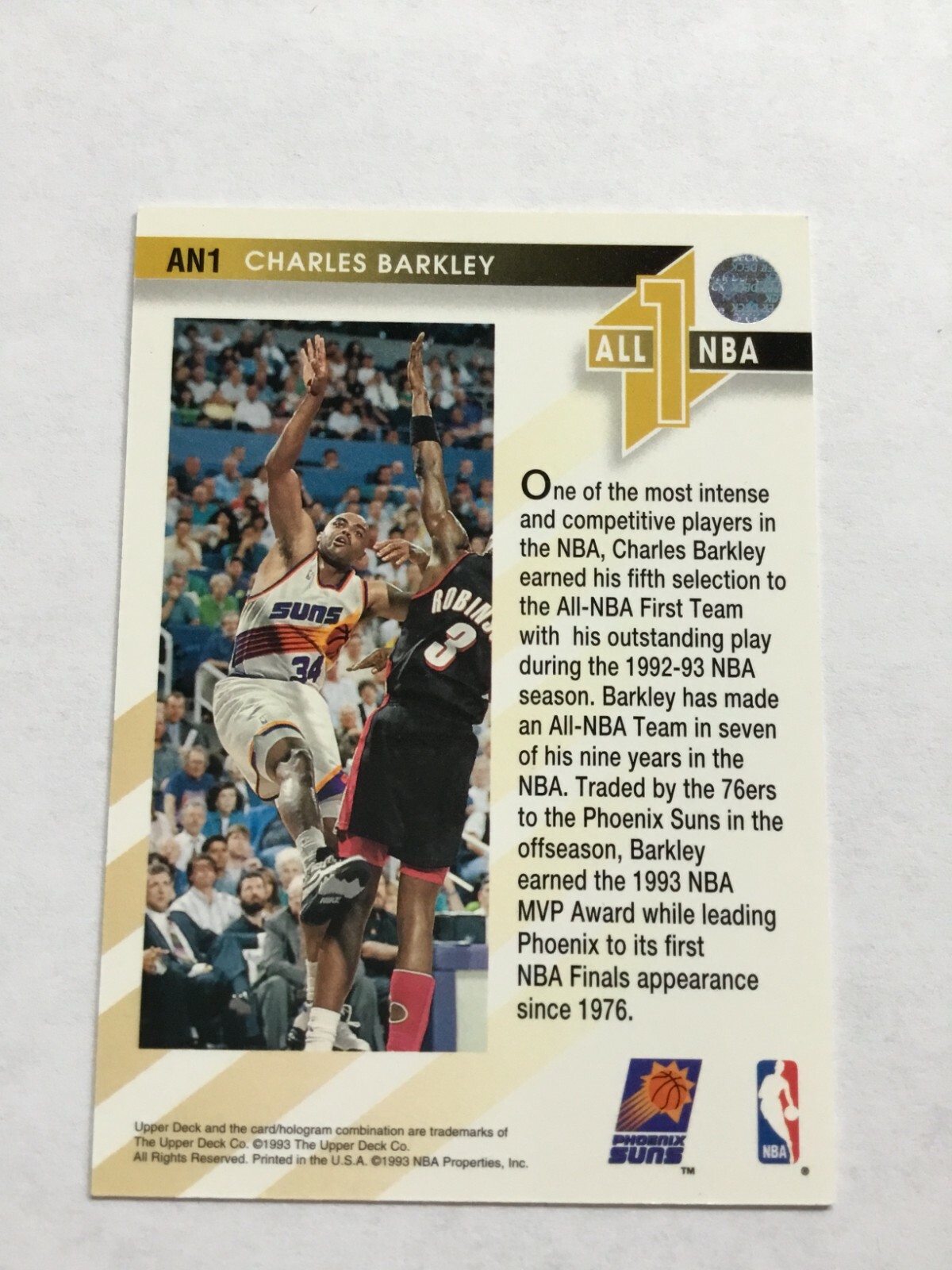 1993-94 Upper Deck Charles Barkley Phoenix Suns All 1 NBA Basketball Card #AN1