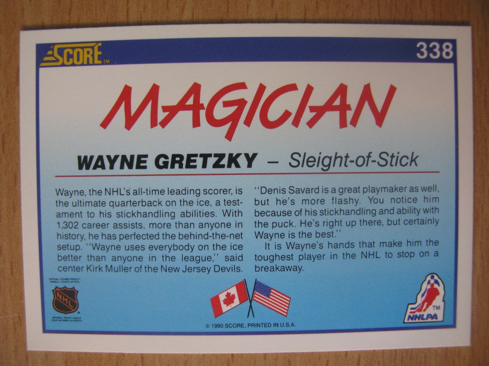 Wayne Gretzky Los Angeles Kings 1990-91 Score Magician #338 American Version