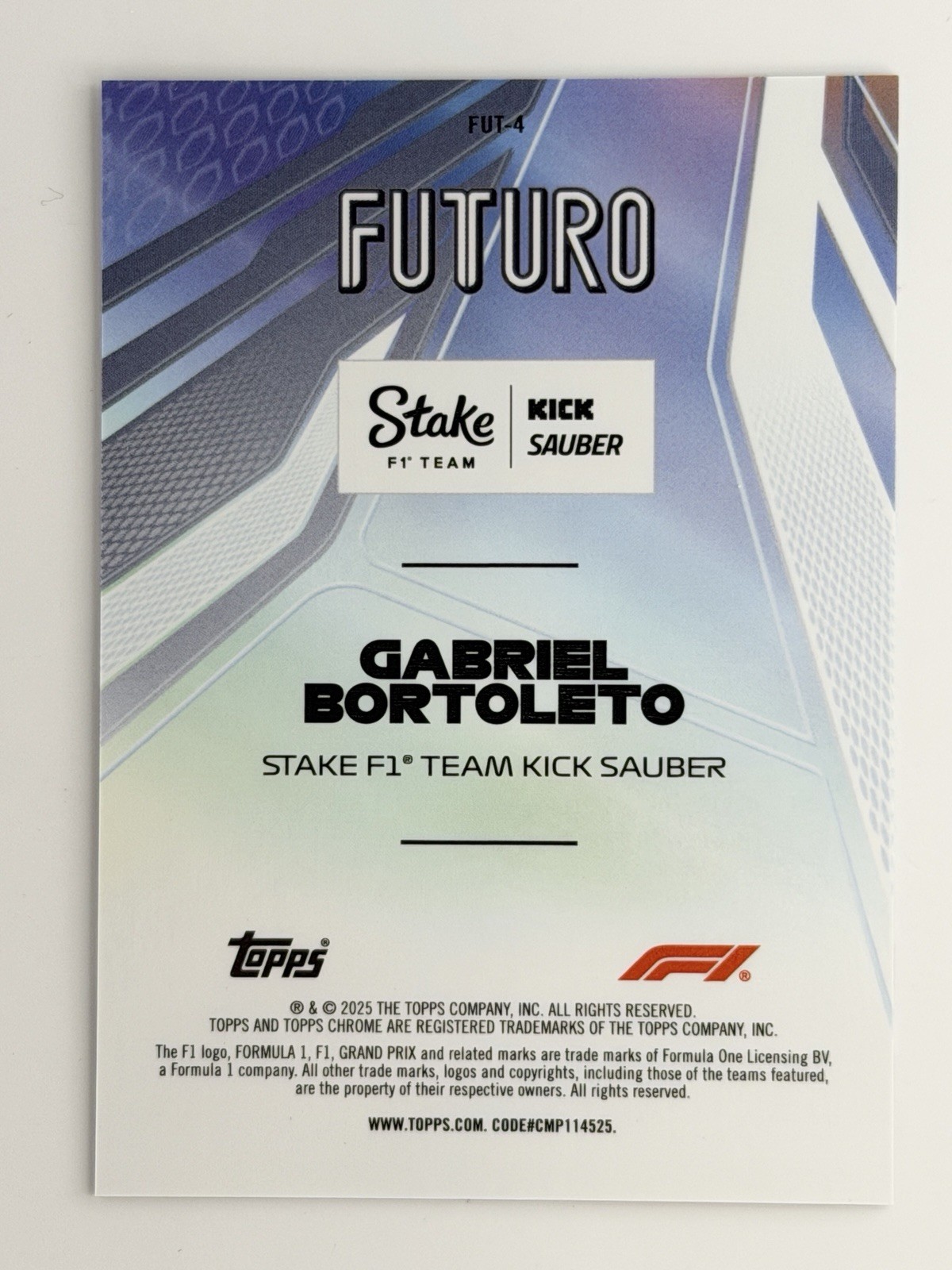 2025 Topps Chrome F1 Gabriel Bortoleto RC Futuro SP Case Hit