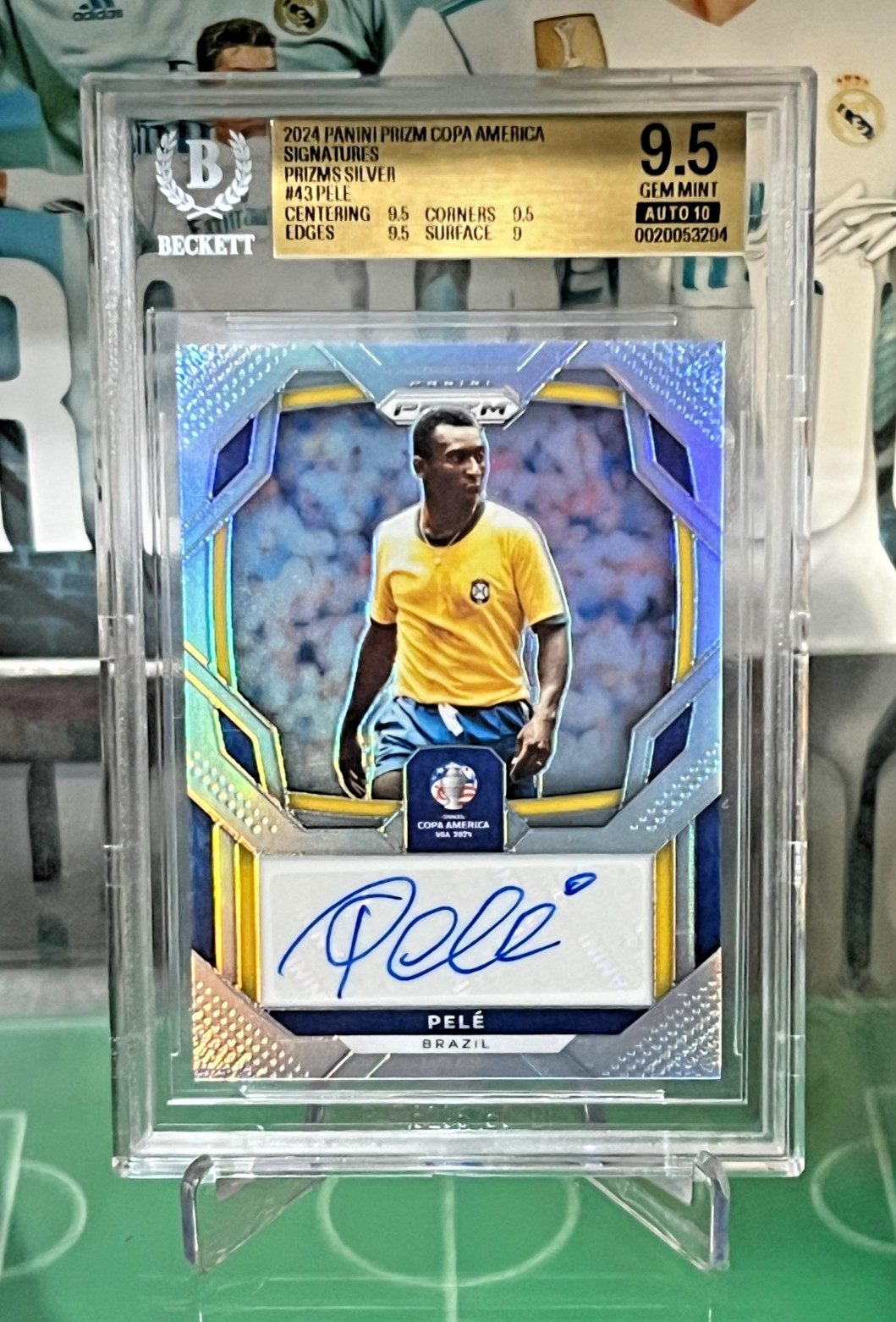 2024 Conmebol Copa America Pele Signatures Silver Prizm /25 BGS 9.5 Auto 10