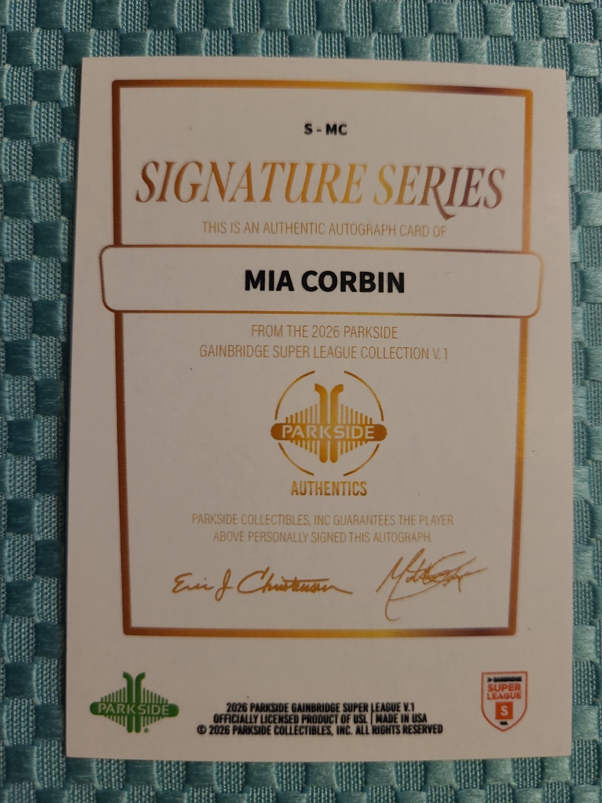 2026 Parkside Gainbridge Super League USL Signature Series Mia Corbin
