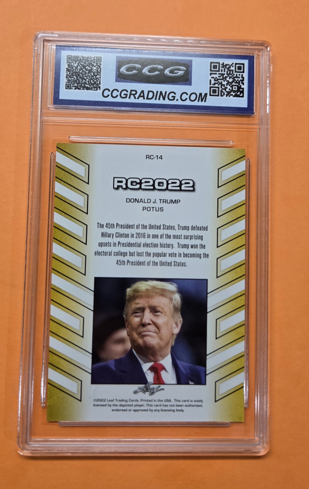 2022 Leaf Special release Rookie RC “POTUS” Donald J Trump RC-14 CCG GEM MINT 10