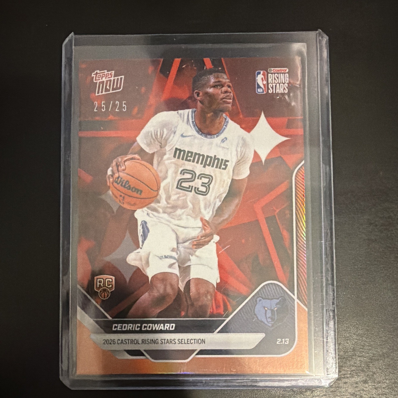 Topps Now 2026 Cedric Coward RC Rising Stars RS9 Grizzlies /25