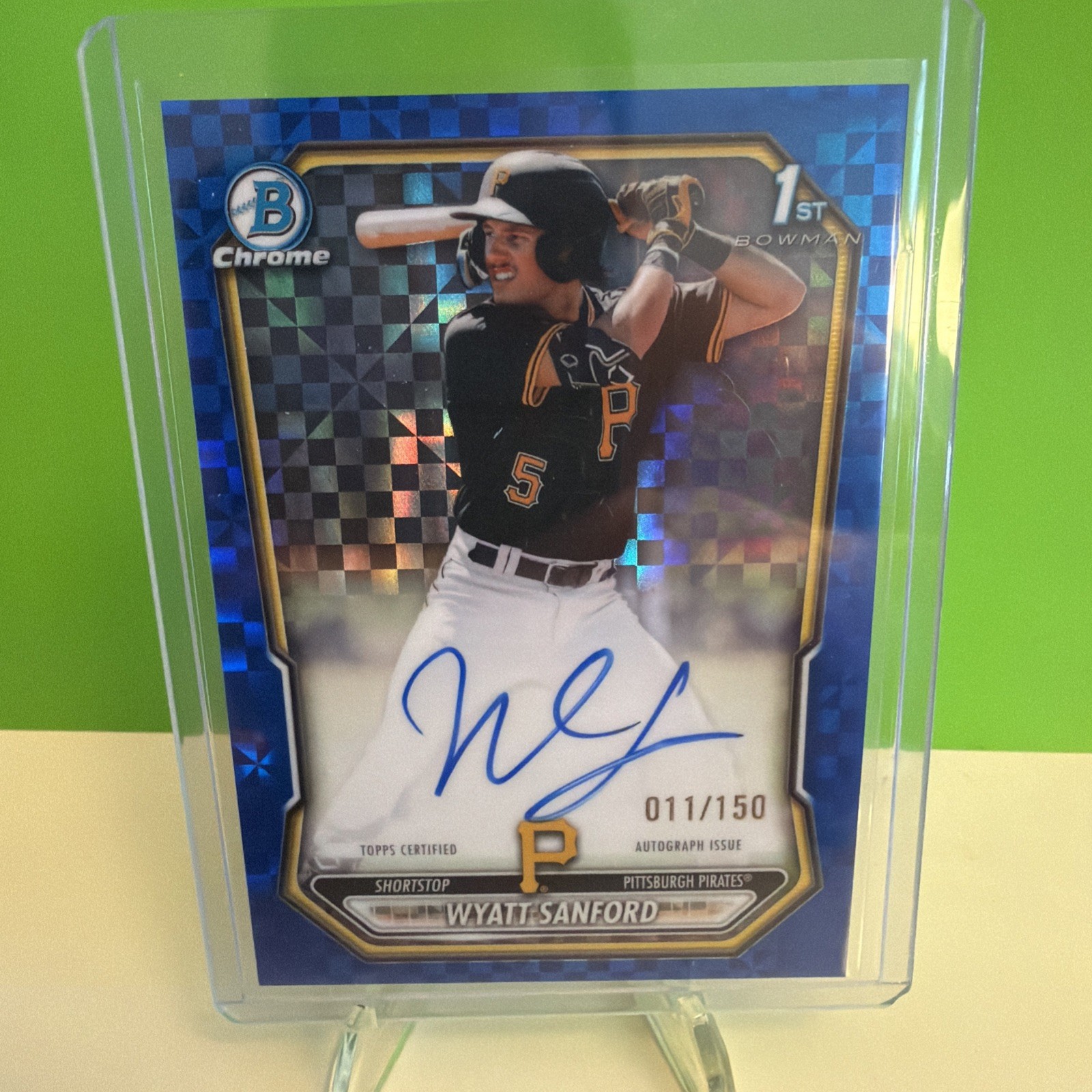 2026 Bowman Chrome Wyatt Sanford Auto #ED 011/150 Blue Refractor 1st Prospect