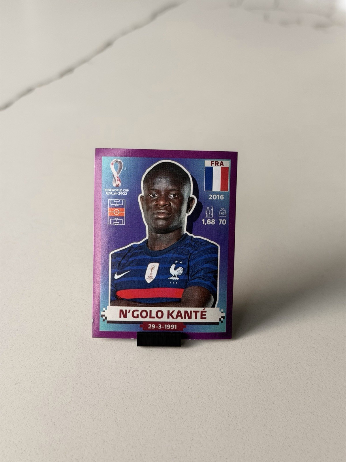 N’Golo Kanté Purple Parallel ODS Panini World Cup 2022 France Sticker