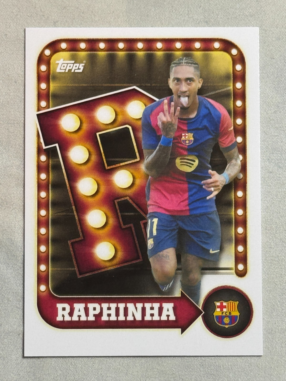 2025-26 Topps FC Barcelona Collector Tin Name in Lights Raphinha #24