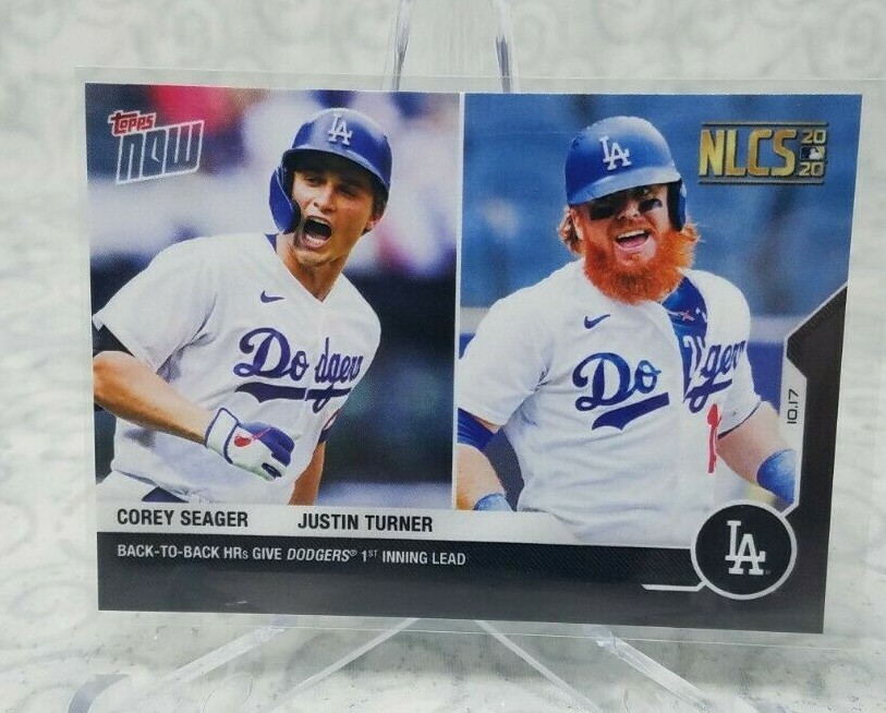 2020 Topps Now #432 Corey Seager Justin Turner NLCS LA Dodgers