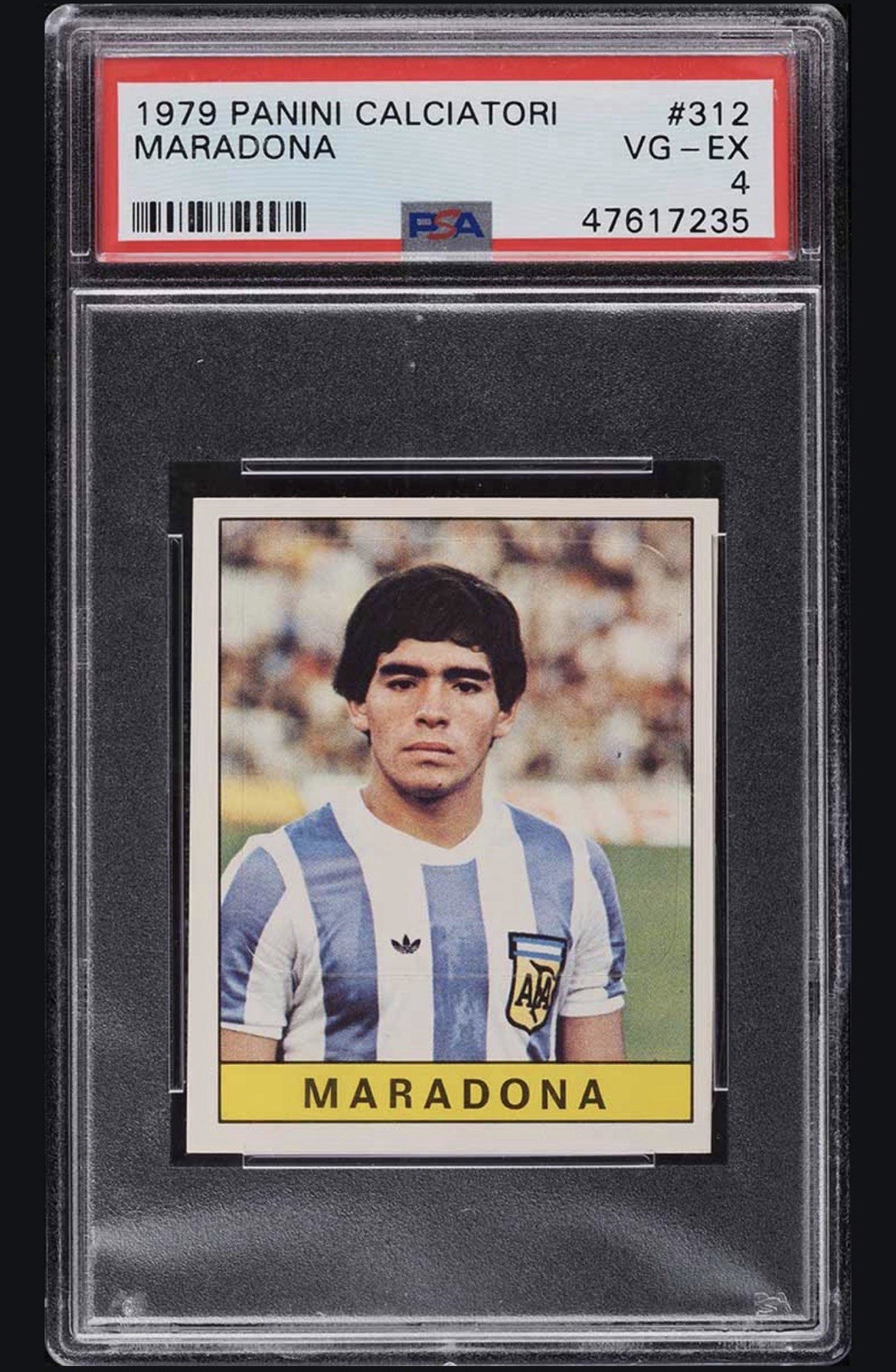 1979 PANINI CALCIATORI #312 DIEGO MARADONA PSA 4. Eye Appeal Top 15%. RC.
