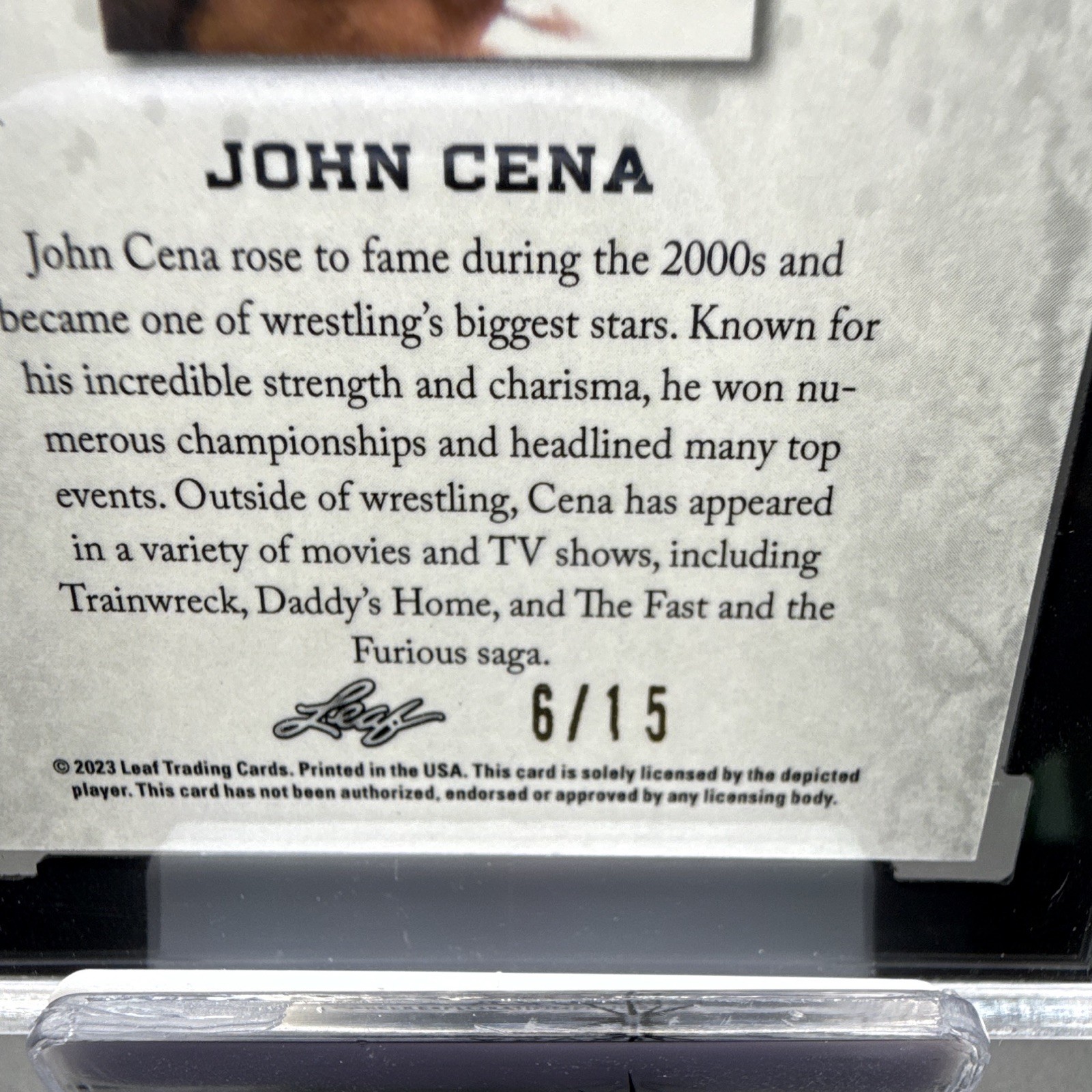 2023 Leaf Special Release John Cena Metal Prized Legend Purple Wave /15 SGC 9.5