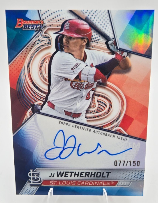 JJ Wetherholt /150 Bowman’s Best 2025 Blue Auto Refractor B25-JJW Cardinals