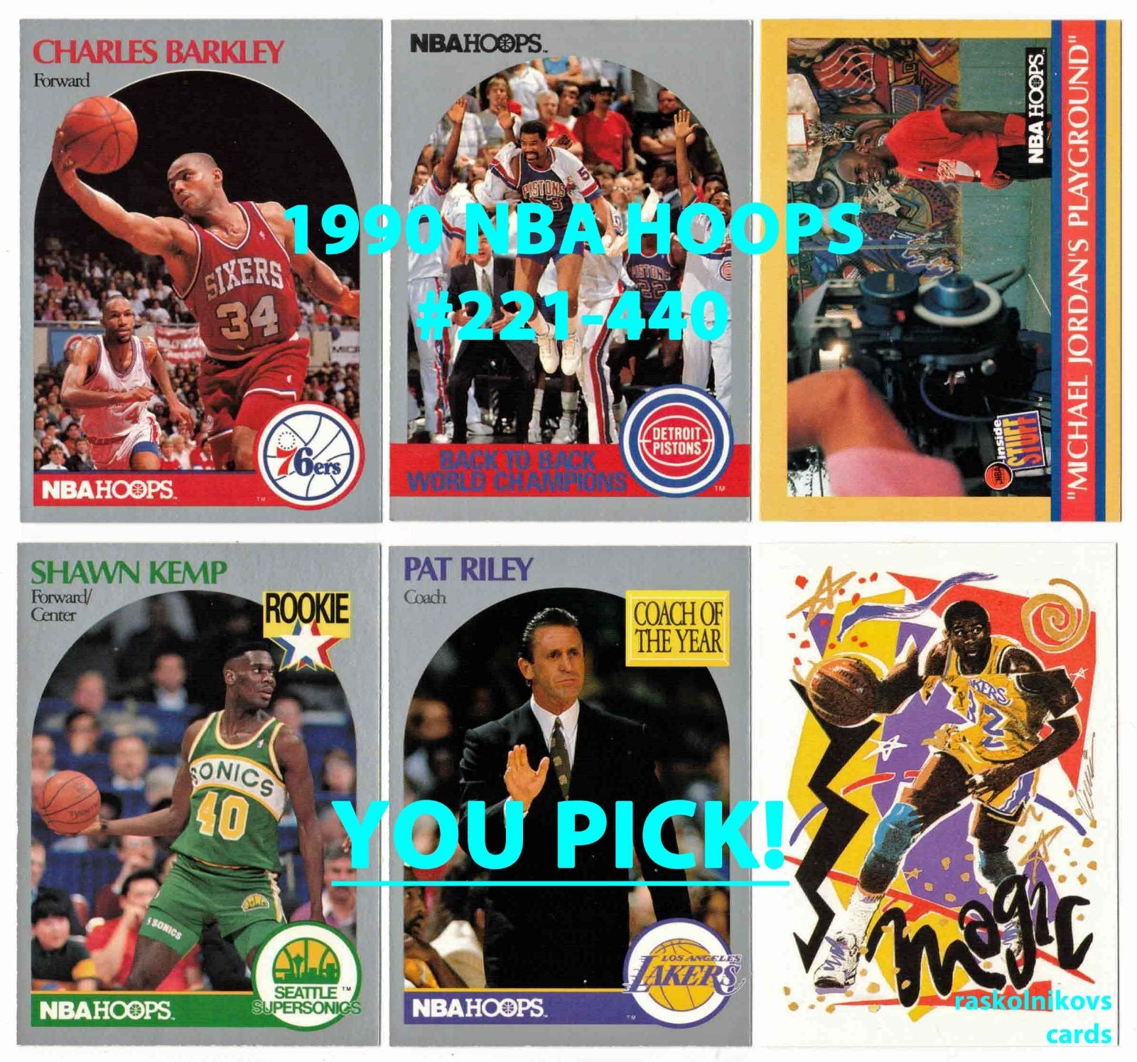 1990-91 NBA Hoops #221-440 Complete Your Set $2 or 2 Card Minimum YOU PICK!