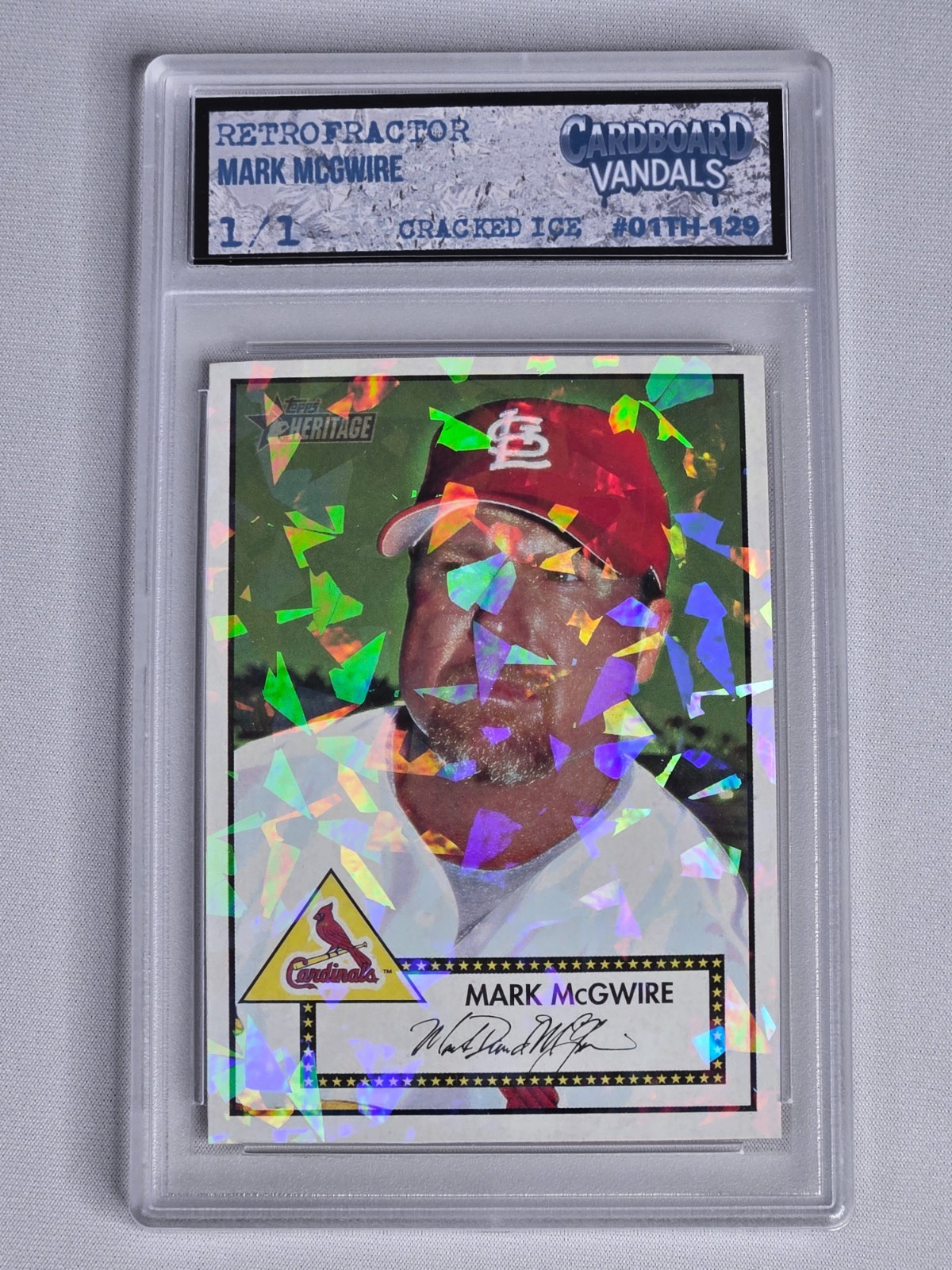 1/1 Cracked Ice Mark McGwire 2001 Topps Heritage #129 Rare 1 of 1 Custom