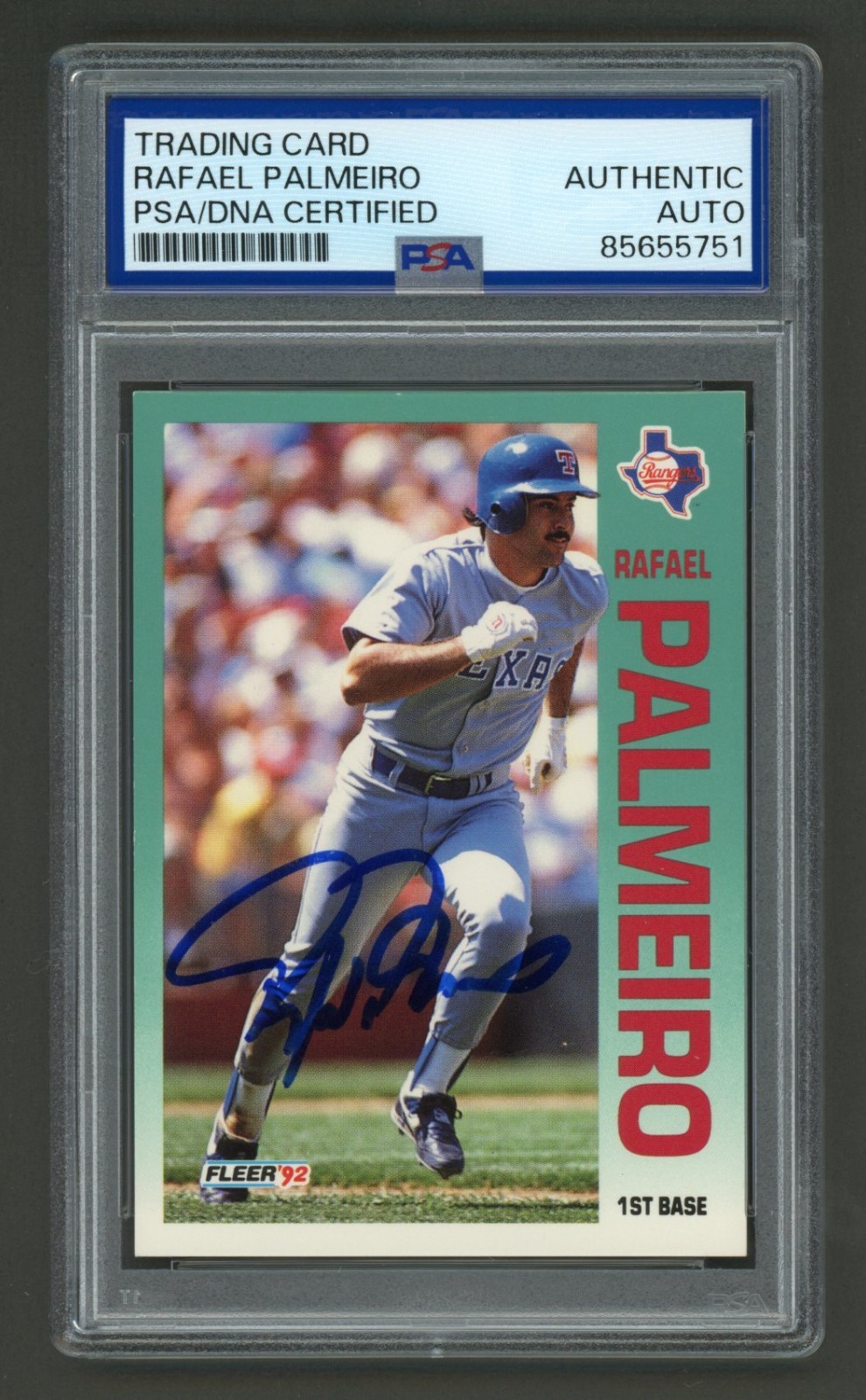 Rafael Palmeiro Signed 1992 Fleer Card #311 (PSA) Texas Rangers Auto